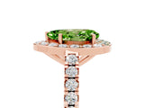 Rose gold Pear Cut Halo Diamond Ring with Pavé Band and Three-Prong Setting_14