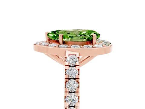 Rose gold Pear Cut Halo Diamond Ring with Pavé Band and Three-Prong Setting_14