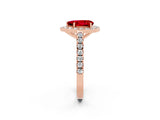 Rose gold Pear Cut Halo Diamond Ring with Pavé Band and Three-Prong Setting_2