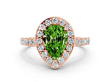 Rose gold Pear Cut Halo Diamond Ring with Pavé Band and Three-Prong Setting_21