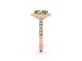 Rose gold Pear Cut Halo Diamond Ring with Pavé Band and Three-Prong Setting_23
