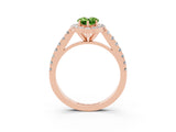 Rose gold Pear Cut Halo Diamond Ring with Pavé Band and Three-Prong Setting_24