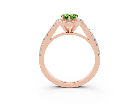 Rose gold Pear Cut Halo Diamond Ring with Pavé Band and Three-Prong Setting_24
