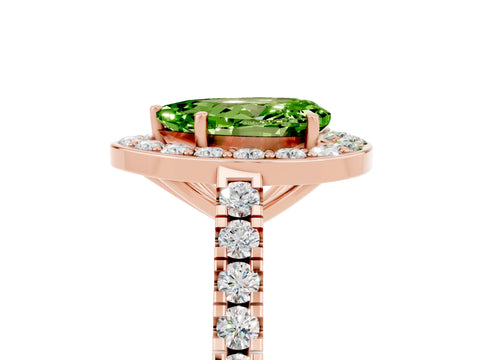 Rose gold Pear Cut Halo Diamond Ring with Pavé Band and Three-Prong Setting_26