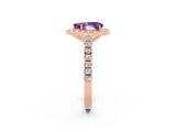 Rose gold Pear Cut Halo Diamond Ring with Pavé Band and Three-Prong Setting_2