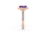 Rose gold Pear Cut Halo Diamond Ring with Pavé Band and Three-Prong Setting_2