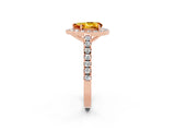 Rose gold Pear Cut Halo Diamond Ring with Pavé Band and Three-Prong Setting_2