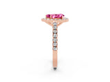 Rose gold Pear Cut Halo Diamond Ring with Pavé Band and Three-Prong Setting_2