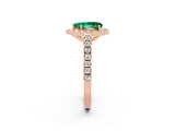 Rose gold Pear Cut Halo Diamond Ring with Pavé Band and Three-Prong Setting_2