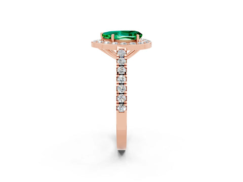 Rose gold Pear Cut Halo Diamond Ring with Pavé Band and Three-Prong Setting_2