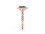 Rose gold Pear Cut Halo Diamond Ring with Pavé Band and Three-Prong Setting_2