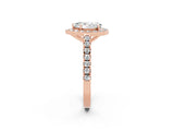 Rose gold Pear Cut Halo Diamond Ring with Pavé Band and Three-Prong Setting_2