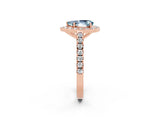 Rose gold Pear Cut Halo Diamond Ring with Pavé Band and Three-Prong Setting_2