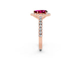 Rose gold Pear Cut Halo Diamond Ring with Pavé Band and Three-Prong Setting_2