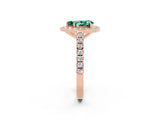 Rose gold Pear Cut Halo Diamond Ring with Pavé Band and Three-Prong Setting_2