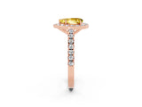 Rose gold Pear Cut Halo Diamond Ring with Pavé Band and Three-Prong Setting_2
