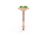 Rose gold Pear Cut Halo Diamond Ring with Pavé Band and Three-Prong Setting_2