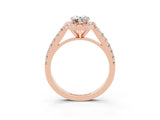 Rose gold Pear Cut Halo Diamond Ring with Pavé Band and Three-Prong Setting_3