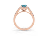 Rose gold Pear Cut Halo Diamond Ring with Pavé Band and Three-Prong Setting_3