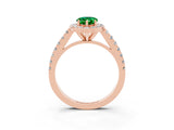 Rose gold Pear Cut Halo Diamond Ring with Pavé Band and Three-Prong Setting_3
