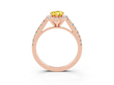 Rose gold Pear Cut Halo Diamond Ring with Pavé Band and Three-Prong Setting_3