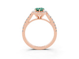 Rose gold Pear Cut Halo Diamond Ring with Pavé Band and Three-Prong Setting_3