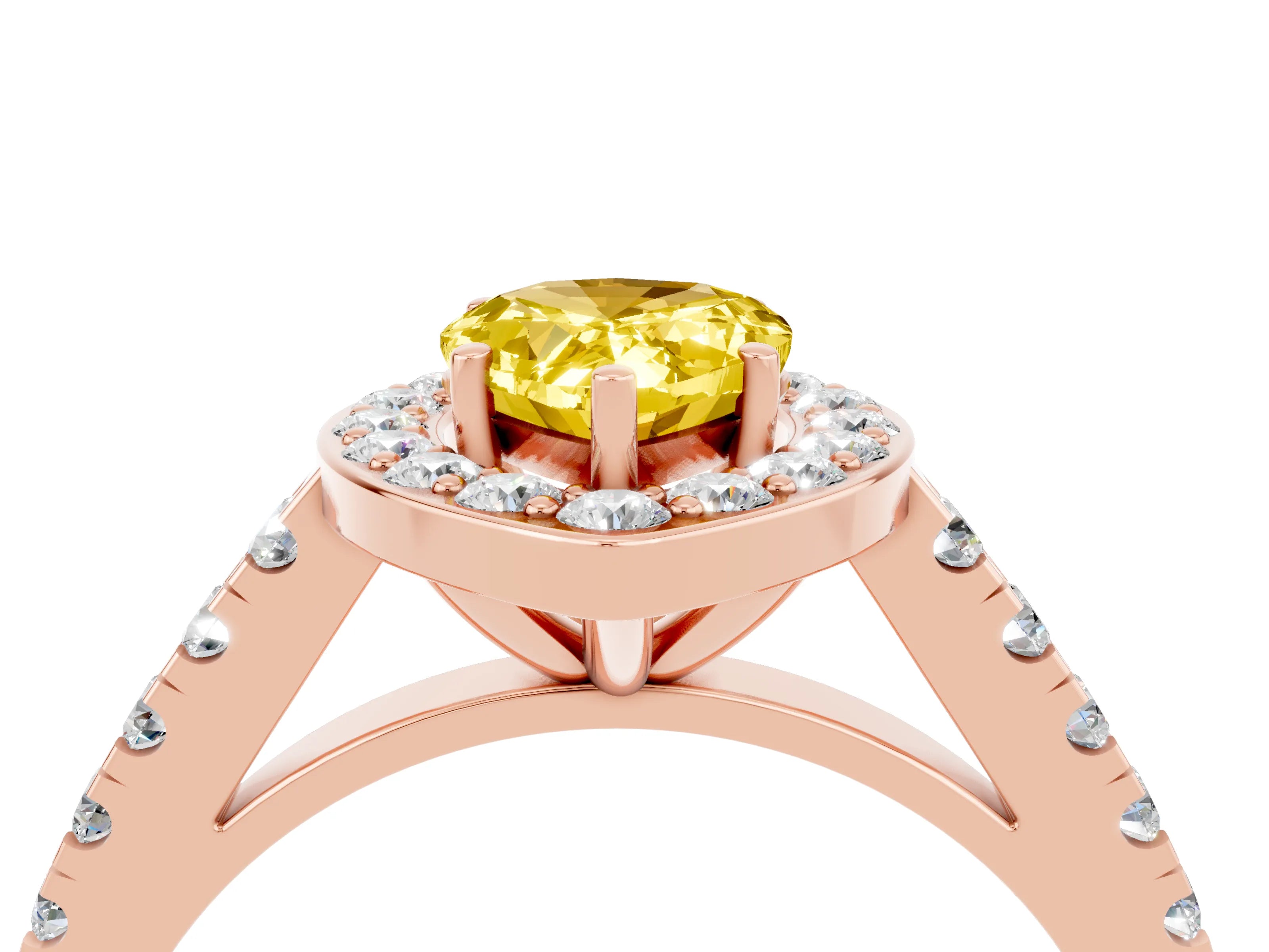 Rose gold Pear Cut Halo Diamond Ring with Pavé Band and Three-Prong Setting_4