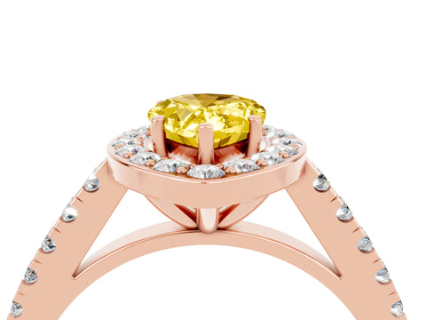 Rose gold Pear Cut Halo Diamond Ring with Pavé Band and Three-Prong Setting_4