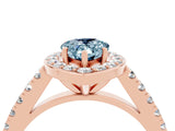Rose gold Pear Cut Halo Diamond Ring with Pavé Band and Three-Prong Setting_4