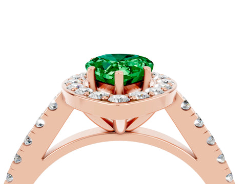Rose gold Pear Cut Halo Diamond Ring with Pavé Band and Three-Prong Setting_4