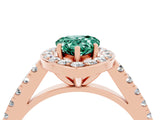 Rose gold Pear Cut Halo Diamond Ring with Pavé Band and Three-Prong Setting_4