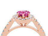 Rose gold Pear Cut Halo Diamond Ring with Pavé Band and Three-Prong Setting_4