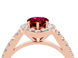 Rose gold Pear Cut Halo Diamond Ring with Pavé Band and Three-Prong Setting_4