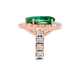 Rose gold Pear Cut Halo Diamond Ring with Pavé Band and Three-Prong Setting_5