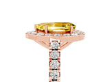 Rose gold Pear Cut Halo Diamond Ring with Pavé Band and Three-Prong Setting_5