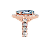 Rose gold Pear Cut Halo Diamond Ring with Pavé Band and Three-Prong Setting_5