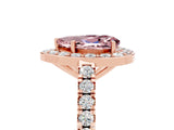 Rose gold Pear Cut Halo Diamond Ring with Pavé Band and Three-Prong Setting_5