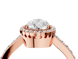 Rose gold Pear Cut Halo Diamond Ring with Pave Band and Four-Prong Setting_41