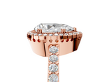 Rose gold Pear Cut Halo Diamond Ring with Pave Band and Four-Prong Setting_42