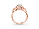 Rose gold Pear Cut Halo Diamond Ring with Scrollwork Band and Four-Prong Setting_59