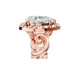 Rose gold Pear Cut Halo Diamond Ring with Scrollwork Band and Four-Prong Setting_61