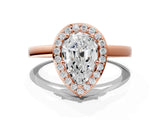 Rose gold Pear Cut Halo Diamond Ring with Solitaire Band and Prong Setting_3