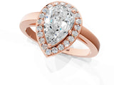 Rose gold Pear Cut Halo Diamond Ring with Solitaire Band and Prong Setting_4