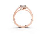 Rose gold Pear Cut Halo Diamond Ring with Solitaire Band and Prong Setting_6