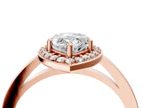 Rose gold Pear Cut Halo Diamond Ring with Solitaire Band and Prong Setting_7