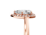 Rose gold Pear Cut Halo Diamond Ring with Solitaire Band and Prong Setting_8