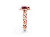 Rose gold Pear Cut Halo Diamond Solitaire with Filigree Band and Four-Prong Setting_2
