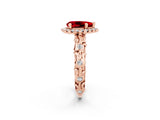 Rose gold Pear Cut Halo Diamond Solitaire with Filigree Band and Four-Prong Setting_2