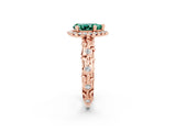 Rose gold Pear Cut Halo Diamond Solitaire with Filigree Band and Four-Prong Setting_2