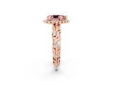 Rose gold Pear Cut Halo Diamond Solitaire with Filigree Band and Four-Prong Setting_2